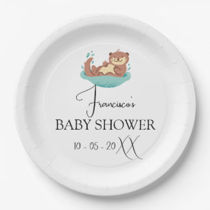Cute Otter Forest Animal Watercolor Paper Plate