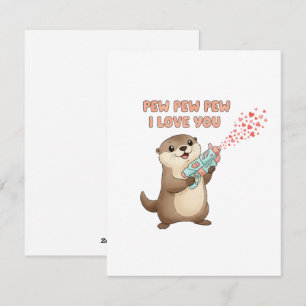 Cute Otter Funny Valentine’s Day Pew Pew Holiday Card