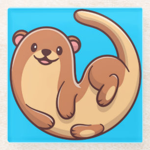 Cute Otter Glass Coaster