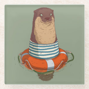 Cute Otter Glass Coaster
