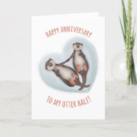 Cute Otter Half Anniversary Card