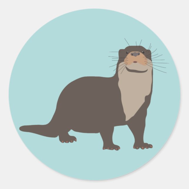 Cute Otter Illustration  Classic Round Sticker (Front)