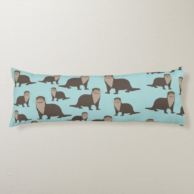 Cute Otter Illustration Pattern  Body Cushion (Front)