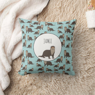 Cute Otter Illustration Pattern  Cushion