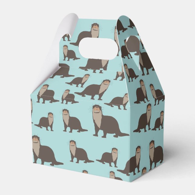 Cute Otter Illustration Pattern Favour Box (Front Side)