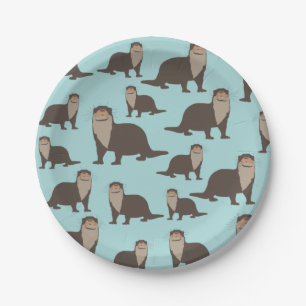 Cute Otter Illustration Pattern Paper Plate