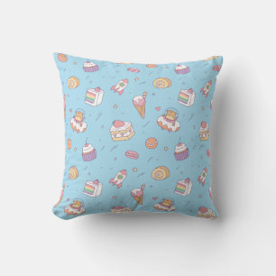 Cute Otter in Outer Space and Desserts Pattern Cushion