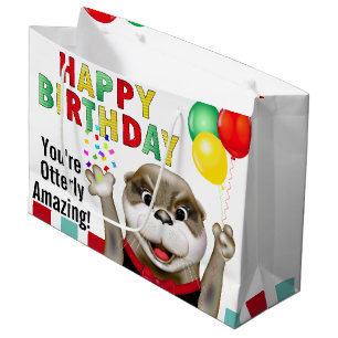 Cute Otter in Tuxedo   Birthday Large Gift Bag