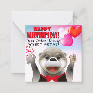 Cute Otter in Tuxedo Classroom Valentine Card