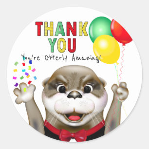 Cute Otter in Tuxedo   Thank You Classic Round Sticker