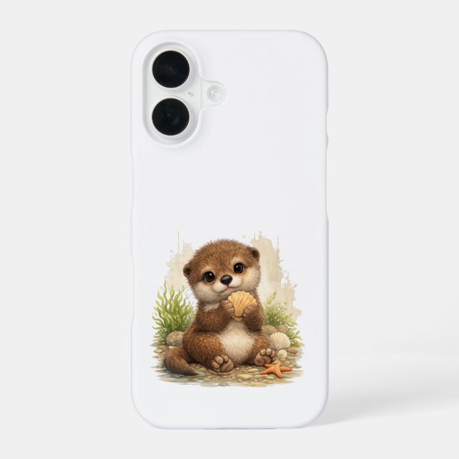 Cute Otter iPhone 16 Case Kawaii Ocean (Back)