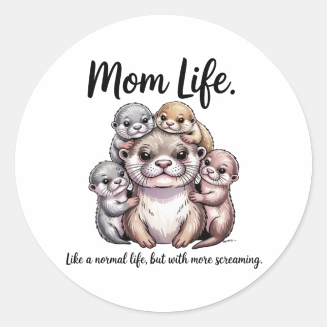 Cute Otter Mum Life Sticker - Funny Parenting Deca (Front)