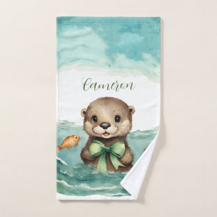 Cute Otter Personalised  Bath Towel Set