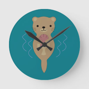 Cute Otter Round Clock