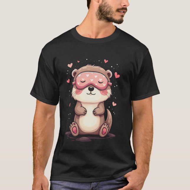 Cute otter sleeping motif T-Shirt (Front)