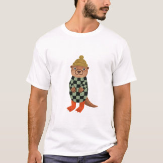 Cute Otter T-Shirt – Knitted Beanie Design