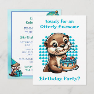 Cute Otter Themed Boy's Birthday Party Invitation