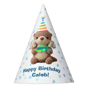 Cute Otter Themed Personalised Birthday Party Hat