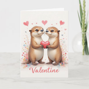 Cute Otter Valentine Romantic Couple Card