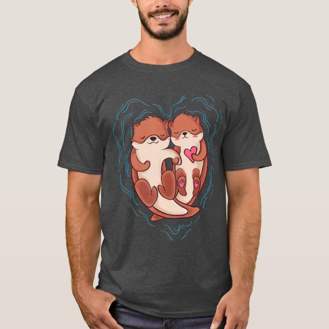 Cute Otter Valentines Day  Love Otters Holding T-Shirt