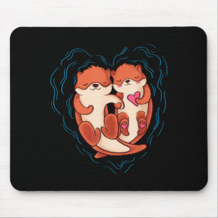 Cute Otter Valentines Day T Shirt Love Otters Hold Mouse Pad