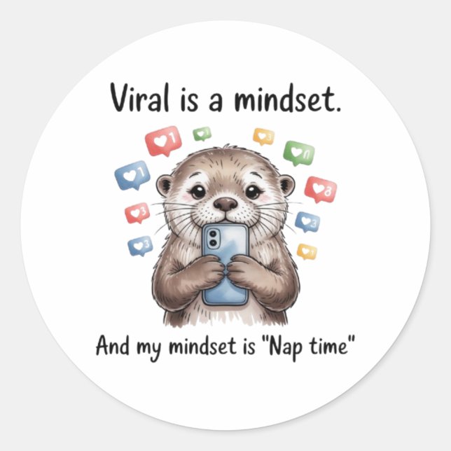 Cute Otter Viral Mindset Nap Time Sticker (Front)