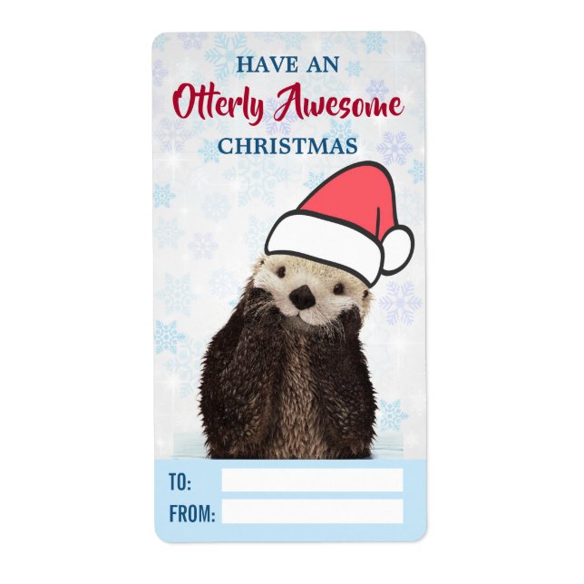 Cute Otter Wearing a Santa Hat Christmas Gift (Front)