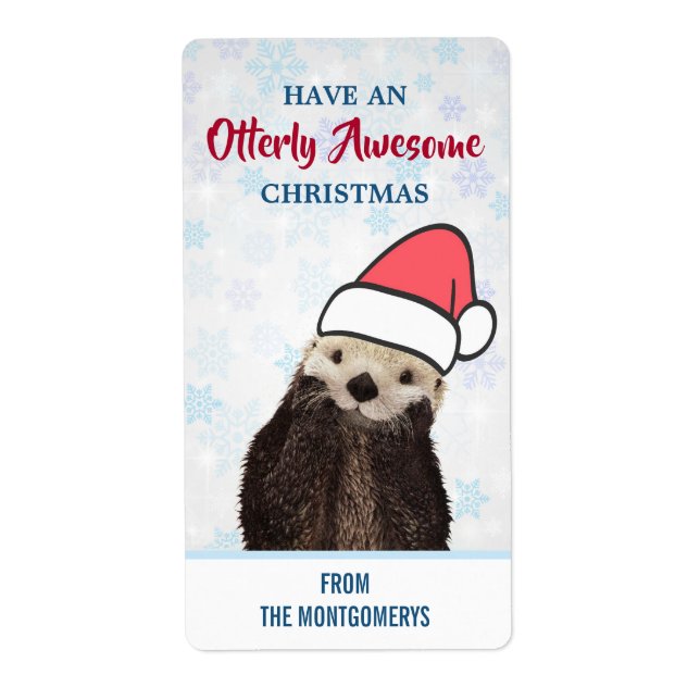 Cute Otter Wearing a Santa Hat Christmas Gift (Front)