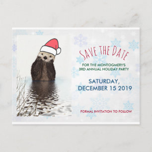 Cute Otter Wearing a Santa Hat Christmas Postcard