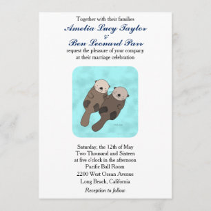 Cute Otter Wedding Invitation Otter Couple Wedding
