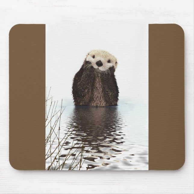 Cute Otter Wildlife Image Mouse Pad (Front)