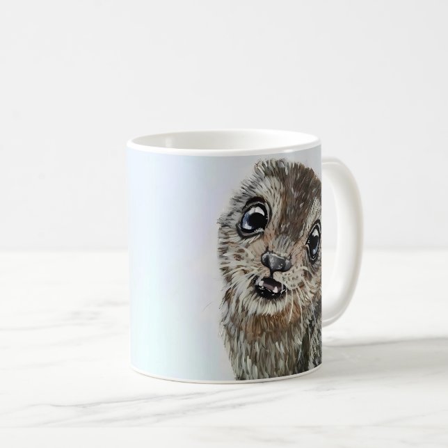 Cute Otter Wildlife Nature Portrait Watercolour  Coffee Mug (Front Right)