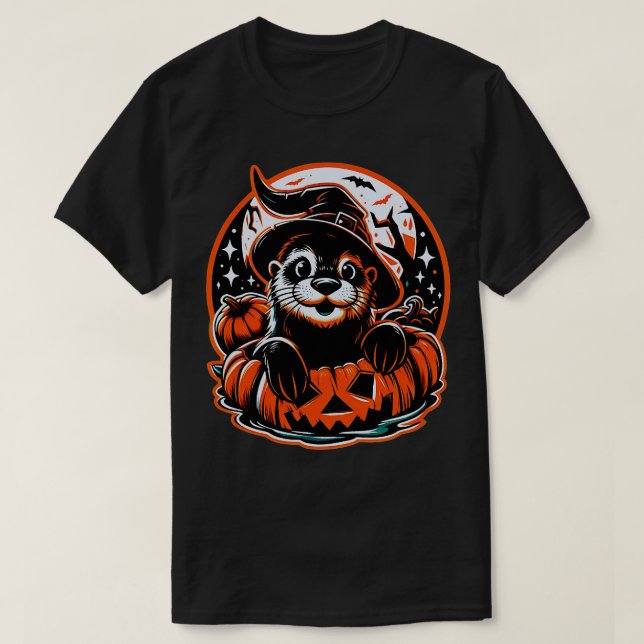 Cute otter witch halloween Kids Boys Womens 3 T-Shirt (Design Front)