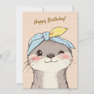 Cute Otter with Bandana Kids Birthday Invitation