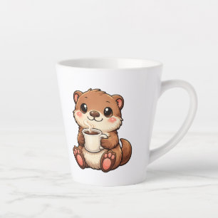 Cute Otter with Coffee – Cosy Kawaii Animal Latte Mug