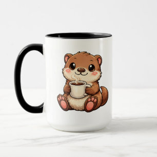 Cute Otter with Coffee – Cosy Kawaii Animal Mug