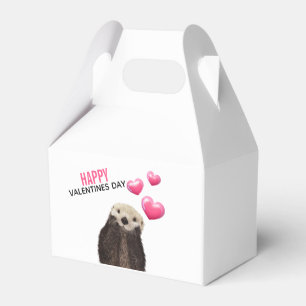 Cute Otter with Hearts Valentine's Day Favour Box
