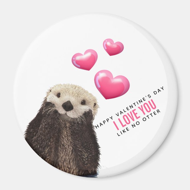 Cute Otter with Hearts Valentine's Day Humour Magnet (Front)