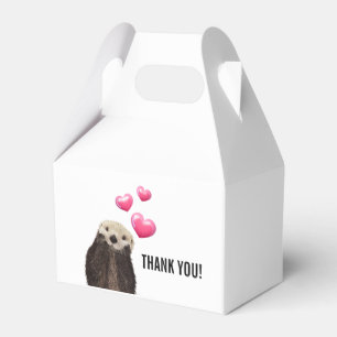 Cute Otter with Pink Love Hearts Thank You Favour Box