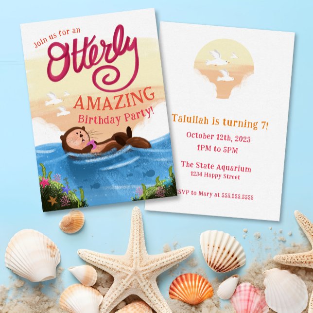 Cute Otterly Amazing Birthday - Whimsical Otter Invitation (Creator Uploaded)