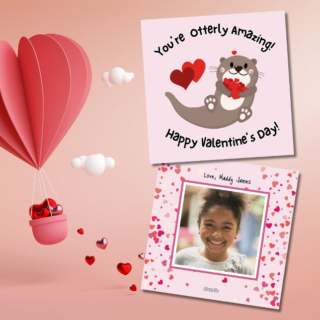 Cute Otterly Amazing Class Photo Valentine's Day Holiday Card (Creator Uploaded)