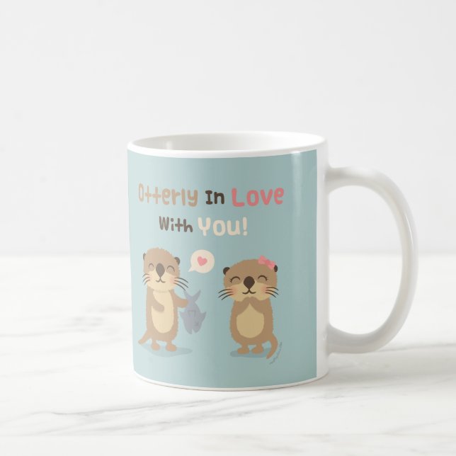 Cute Otterly in Love With You Otter Pun Mug (Right)