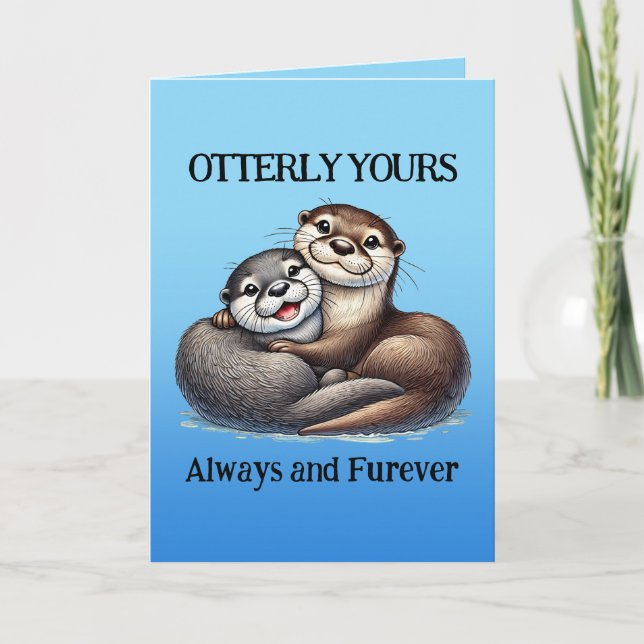 Cute Otterly Yours Always and Furever Thank You Card (Front)