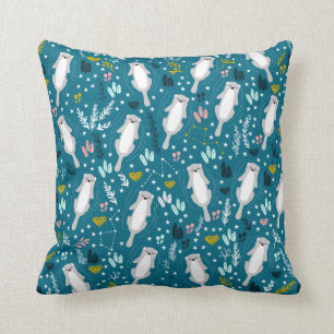 Cute Otters Throw Pillow