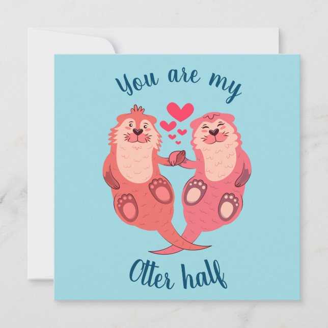 Cute Otters Valentines Day Couple Personalised (Front)