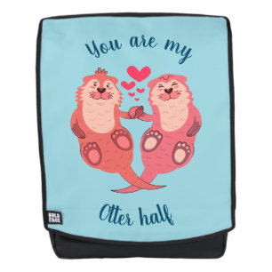 Cute Otters Valentines Day Couple Personalised Backpack