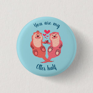 Cute Otters Valentines Day Couple Personalized 3 Cm Round Badge