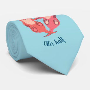 Cute Otters Valentines Day Couple Personalized Tie
