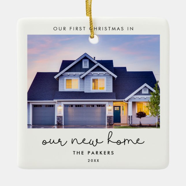 Cute Our First Christmas in our new home Ceramic Ornament (Front)