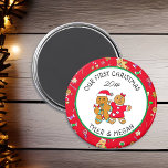 Cute Our First Christmas with Gingerbread Man  Magnet<br><div class="desc">Add your names and the year to this cute personalised,  "Our First Christmas" Christmas ornament with a cute gingerbread couple.</div>